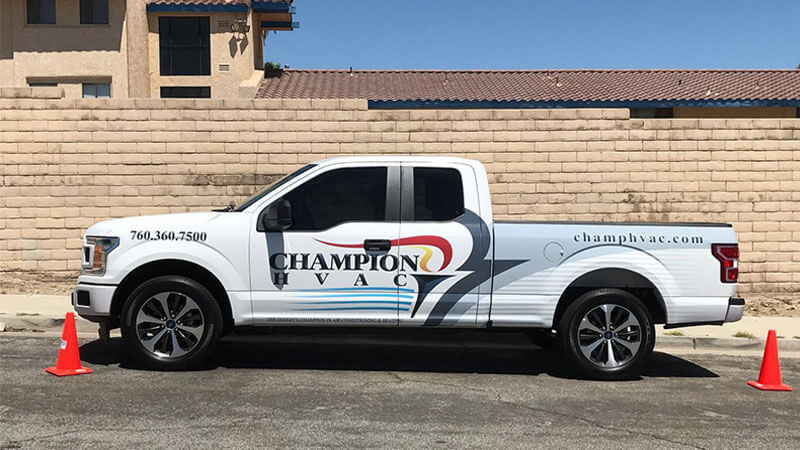 Champion HVAC truck out on a service call